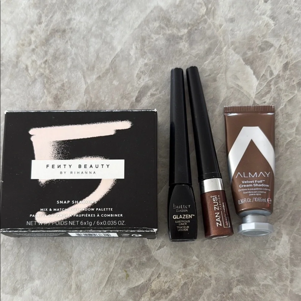 Fenty Beauty Snap Shadow Palette #5 Peach with Black and Brown Eye Liners Bundle